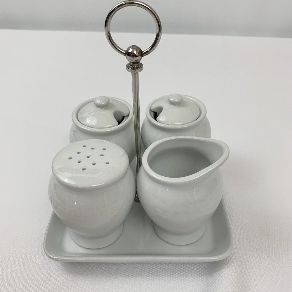 Pottery Barn Great White Coffee Condiment Set Tray